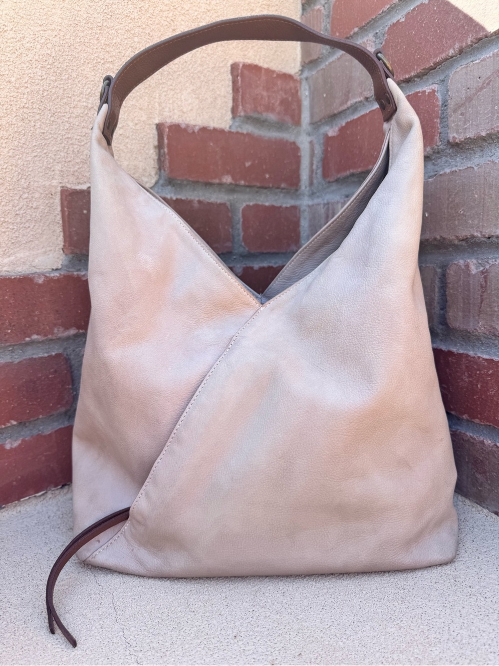 Sundance Catalog Italian Origami Slouchy Hobo Bag in Blush Suede Pink
